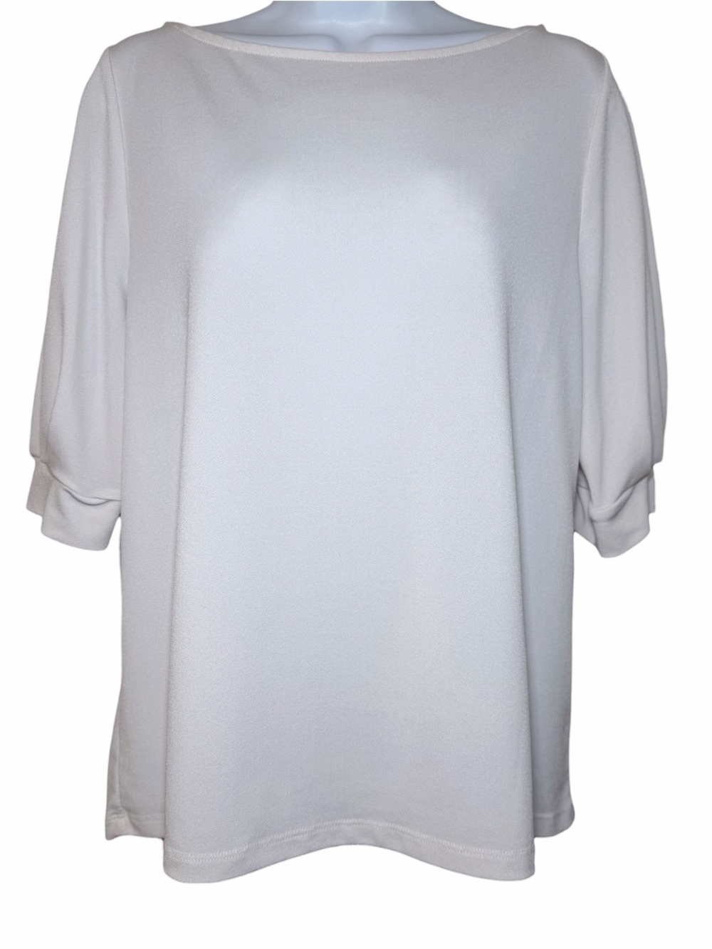 H&M White Boatneck Short Sleeve Blouse - Size L